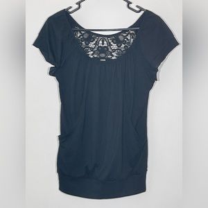 Black blouse with lace detail